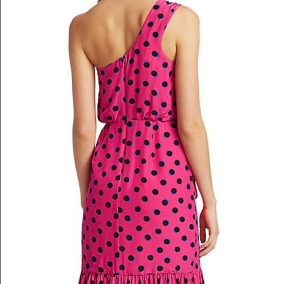 NWT Derek Lam 10 Crosby Taula Polka Dot One-Shoulder pink Dress size 0 - Picture 2 of 15
